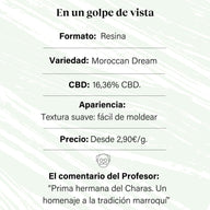 Hash de CBD Moroccan Dream con 16,36% de CBD - La Cordobesa Hash