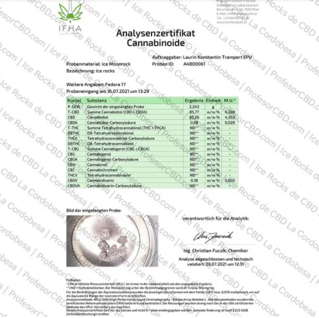 Icerocks con 85,77% de CBD | La Cordobesa Espacial