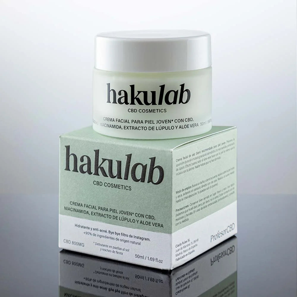 Crema Facial para Piel Joven con CBD, Niacinamida, Extracto de Lúpulo y Aloe Vera - hakuLab CBD Cosmetics