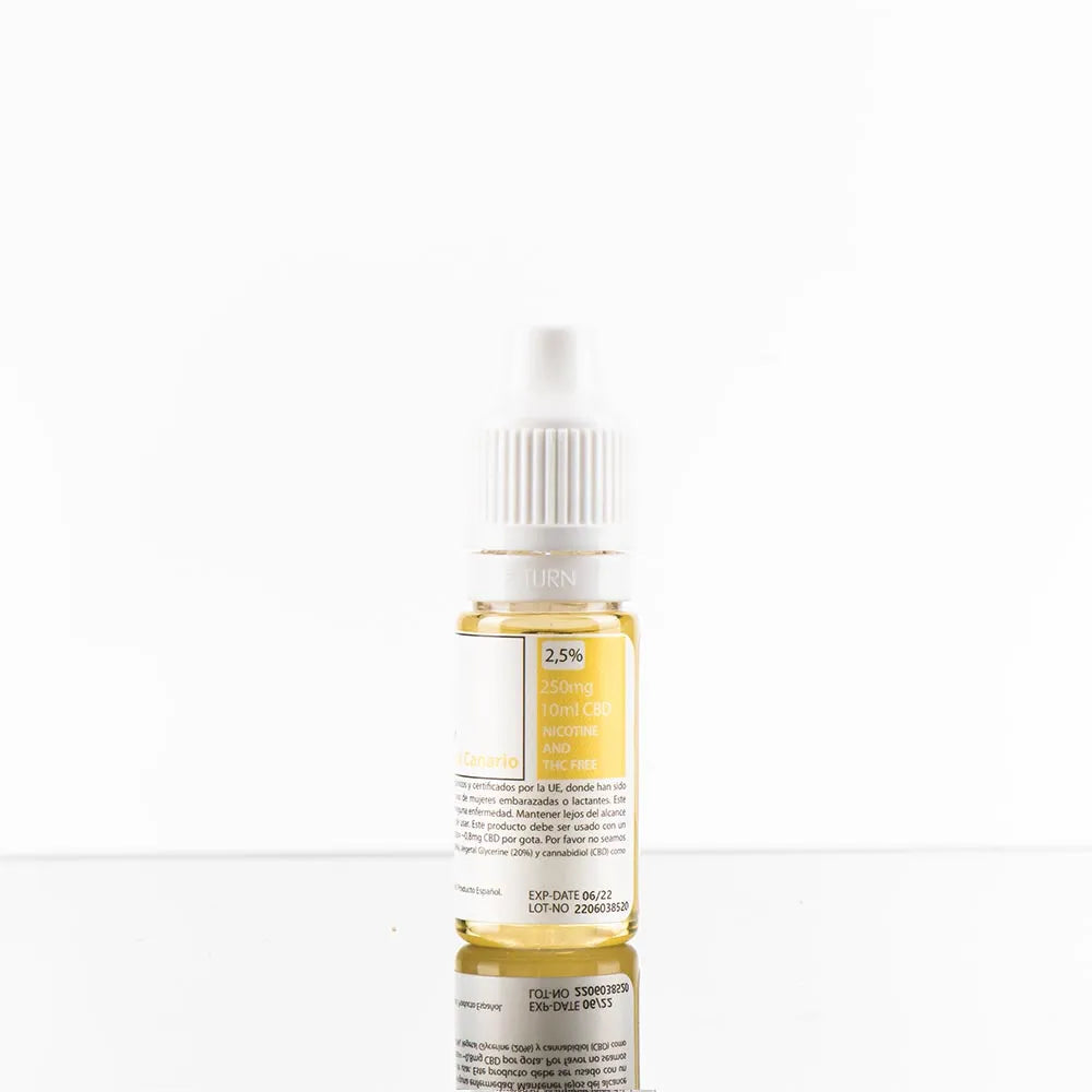 KamikaCBD eliquid · Plátano Canario · al 2,5% (250mg) o 5% (500mg) CBD