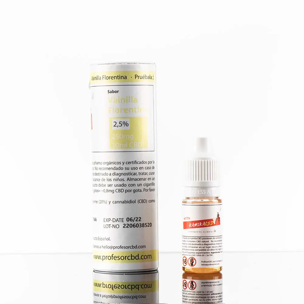 KamikaCBD eliquid · Vainilla Florentina · al 2,5% (250mg) o 5% (500mg) CBD