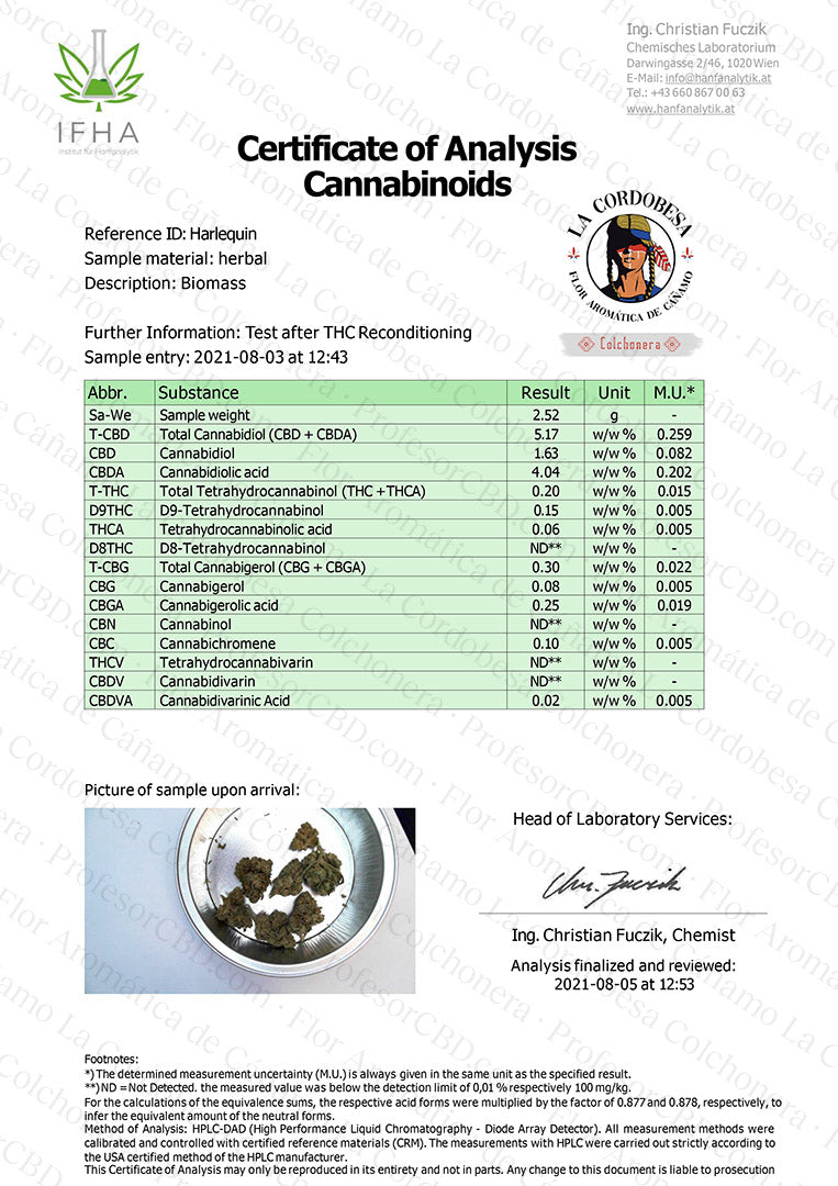 Cogollo de Flor Aromática de CBD al 5,17% · La Cordobesa Colchonera
