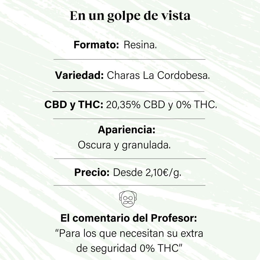 Charas de Cáñamo con 20,35% de CBD y 0% de THC · La Cordobesa hash