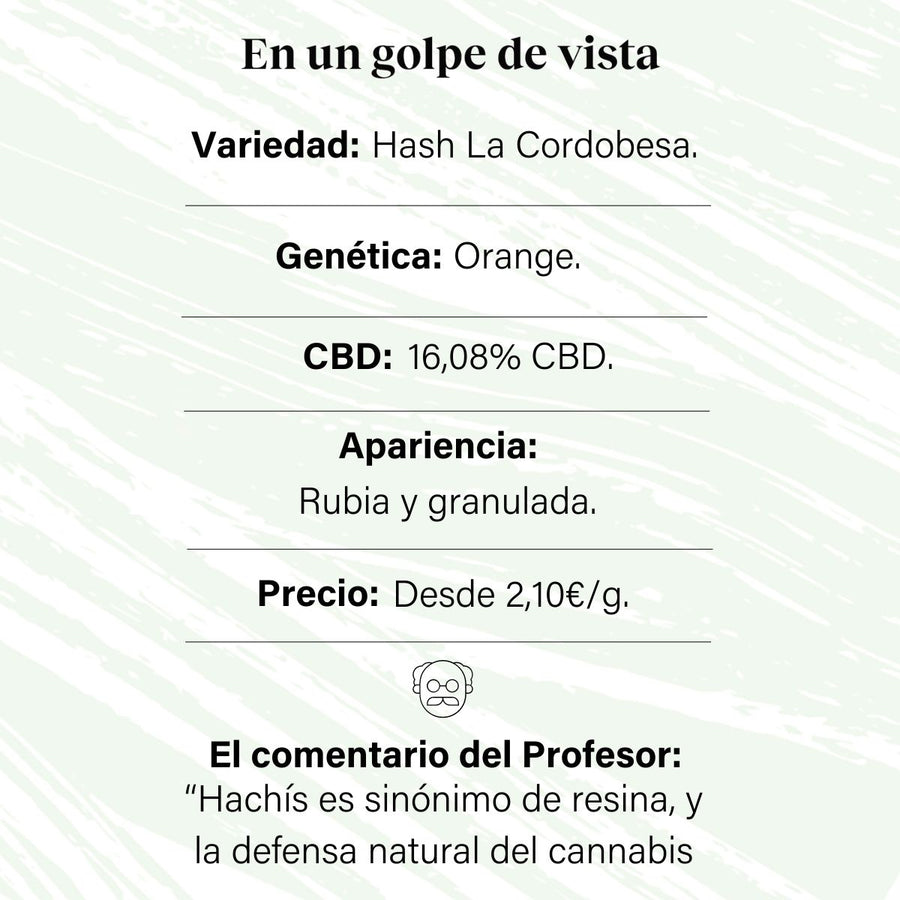 Aromatic hemp hashish with 16.08% CBD La Cordobesa Hash