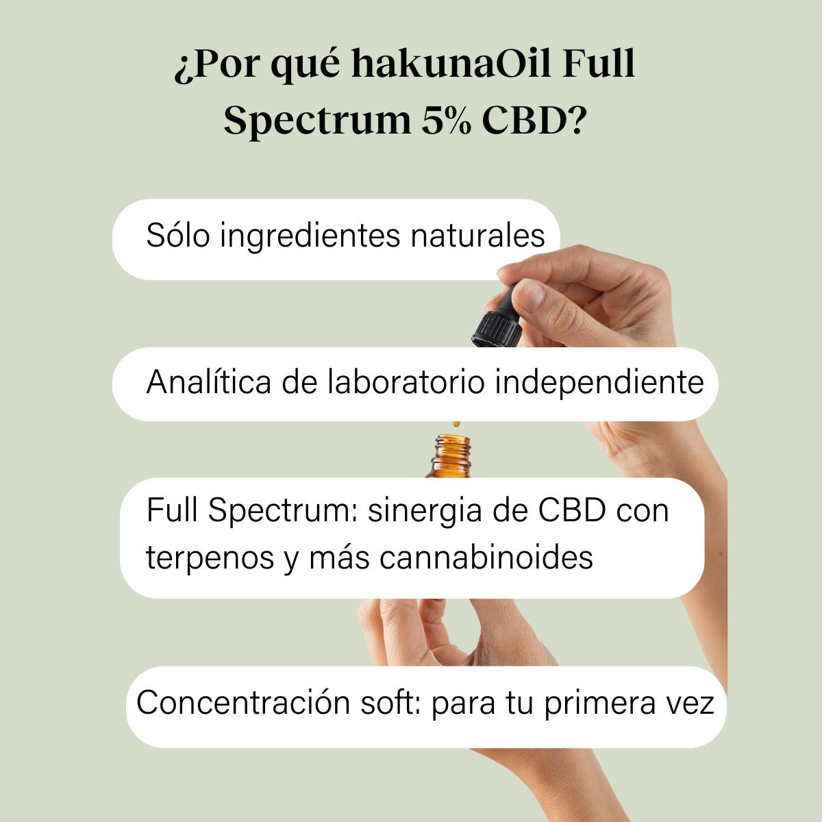 Aceite CBD Premium hakunaOil al 5% Full Spectrum con base MCT