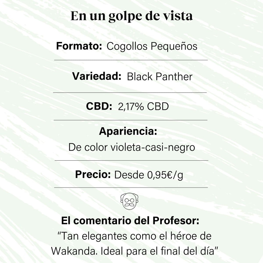 Pequenos botões de flor aromática CBD 2,17% - La Cordobesa Black Panther