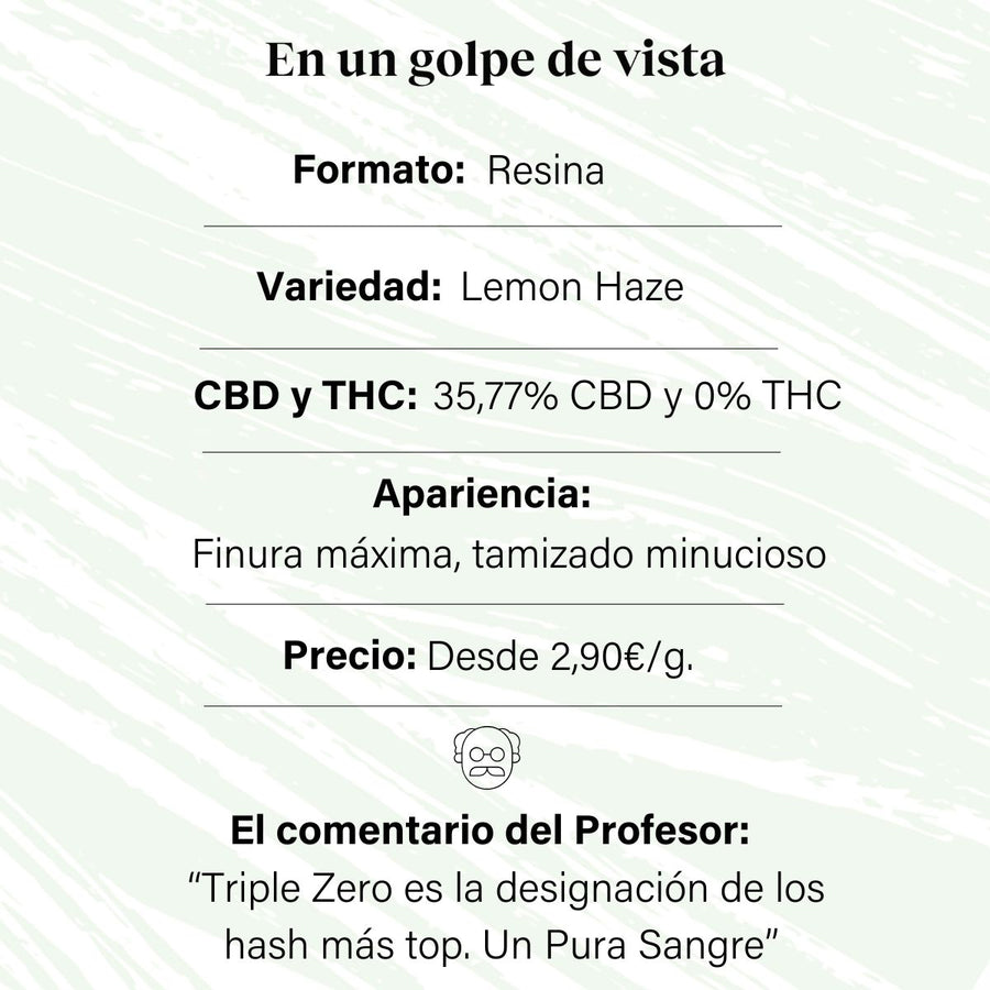 CBD Hash Triple Zero avec 35,77% CBD et 0% THC - La Cordobesa Hash