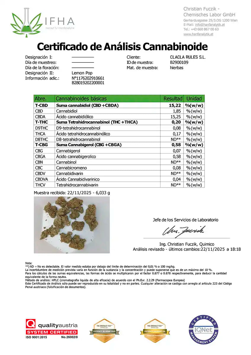 15,78% CBD Flor em Botão Aromático · La Cordobesa Limonera