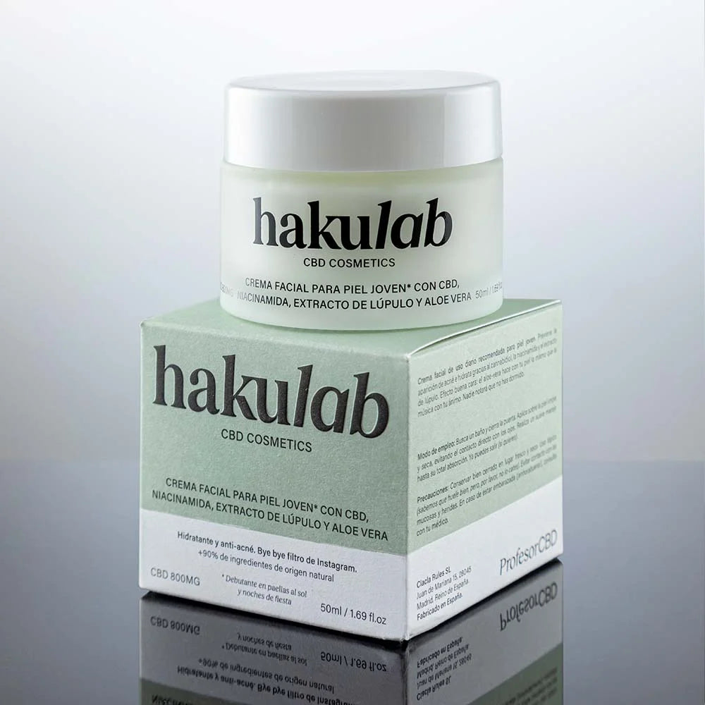 Face Cream for Youthful Skin with CBD, Niacinamide, Hops Extract and Aloe Vera - hakuLab CBD Cosmetics