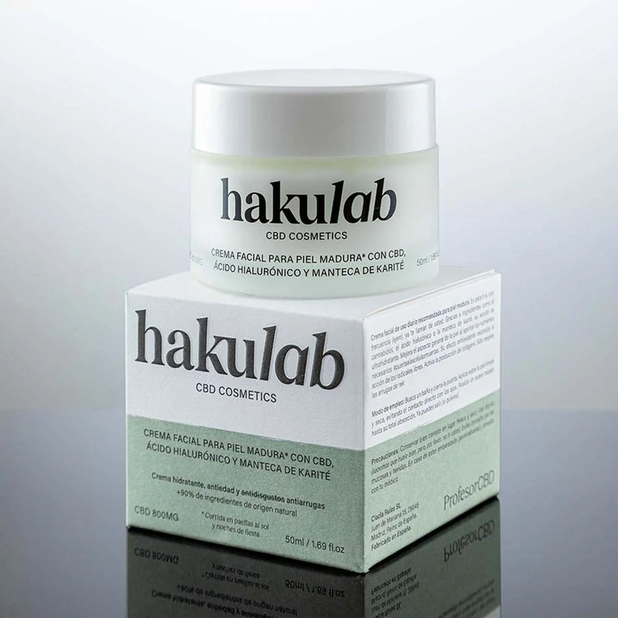 Facial Cream for Mature Skin with CBD, Hyaluronic Acid and Shea Butter. hakuLab CBD Cosmetics
