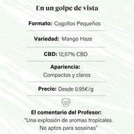 Cogollos Pequeños de Flor Aromática de CBD al 12,57% - La Cordobesa Mango Haze