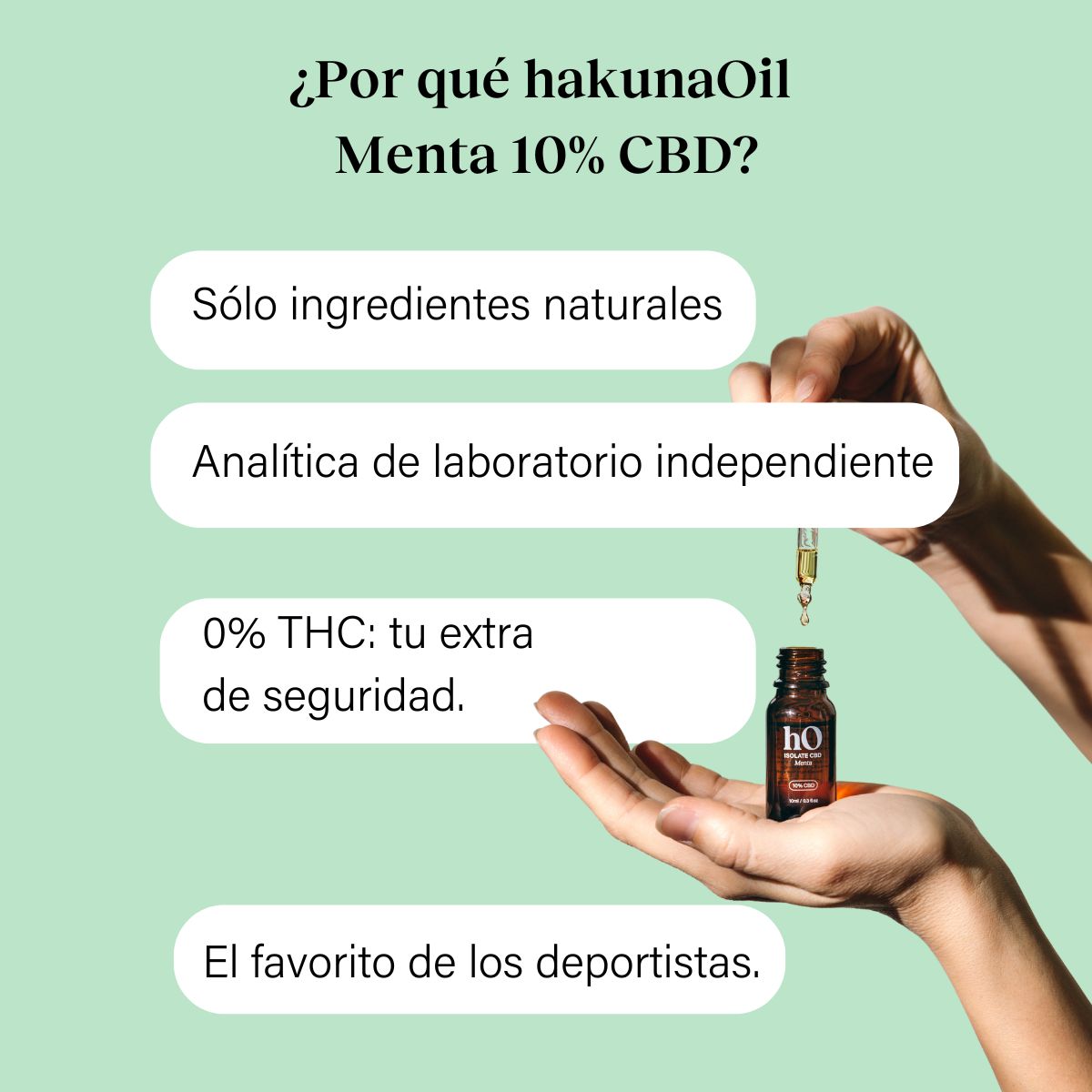 hakunaOil Olio di CBD Premium 10% isolato al gusto di menta piperita con base MCT