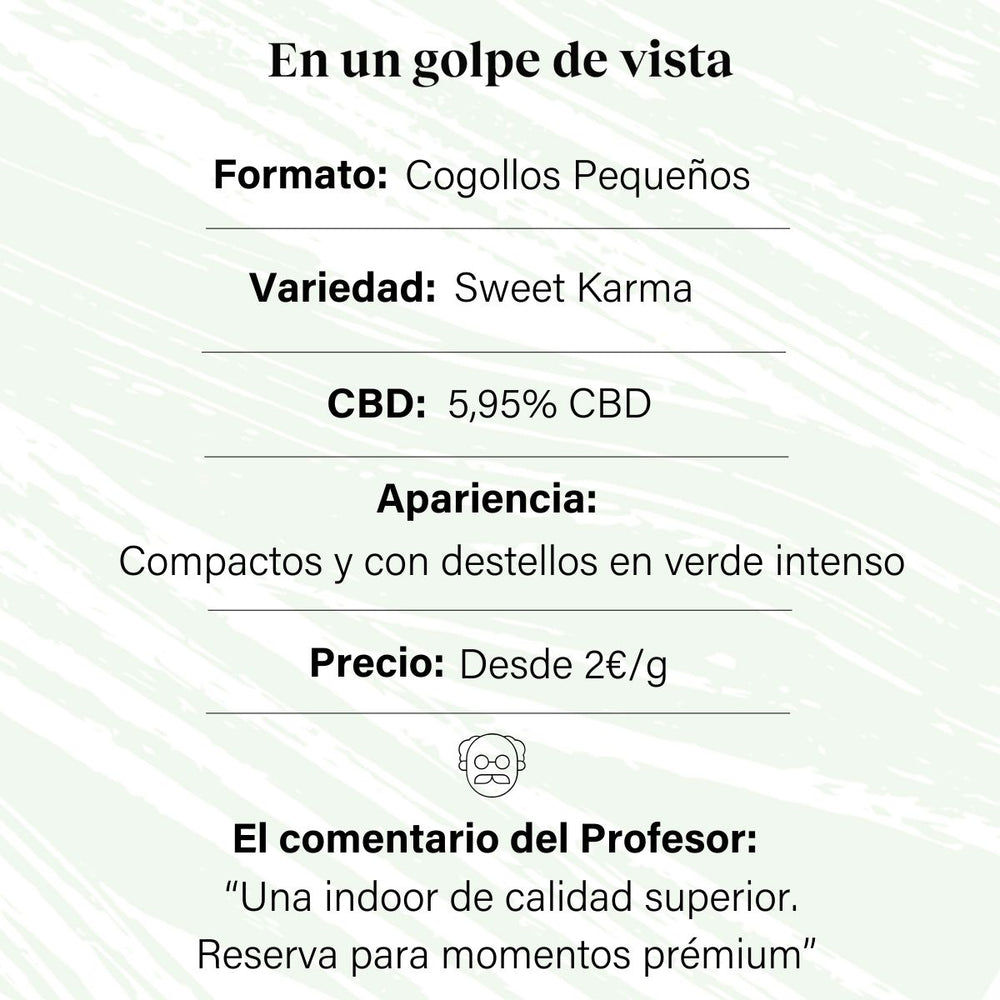 Cogollos Pequeños de Flor Aromática de CBD al 5,95% - La Cordobesa Sweet Karma Indoor