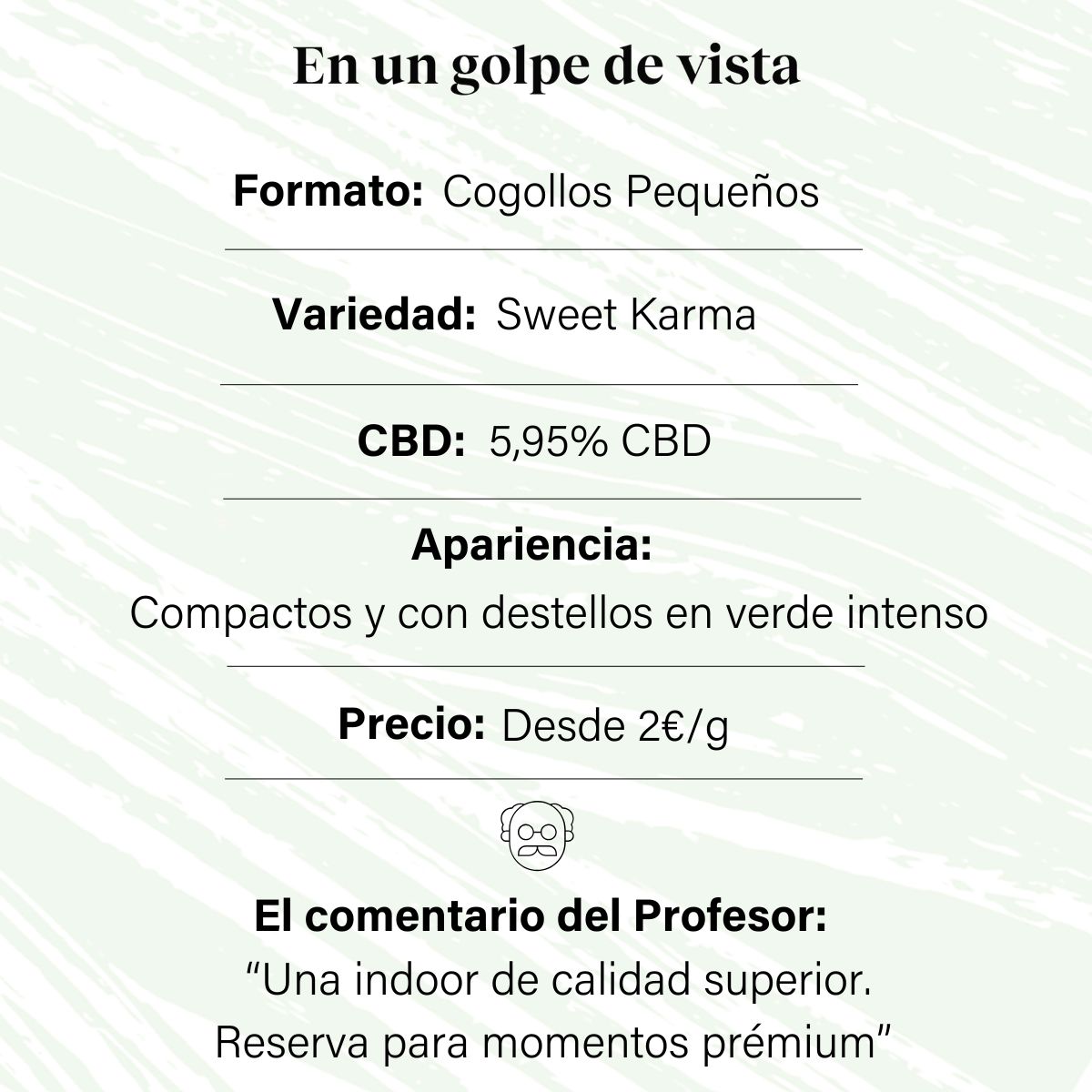 Cogollos Pequeños de Flor Aromática de CBD al 5,95% - La Cordobesa Sweet Karma Indoor