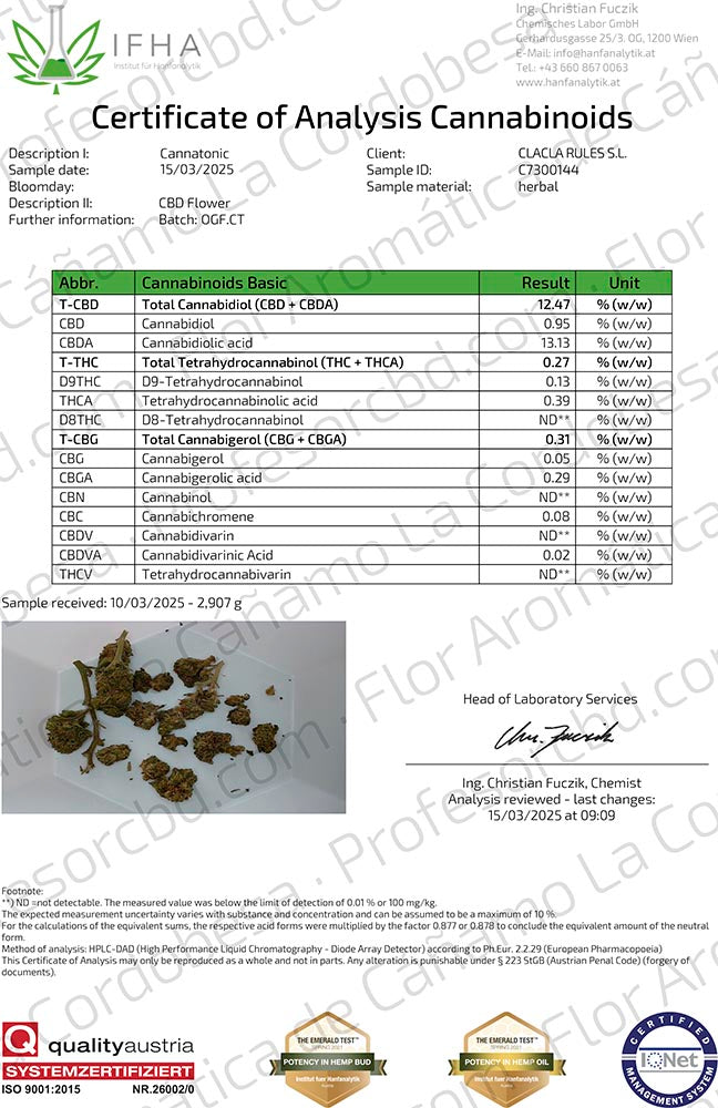 Cogollos Pequeños de Flor Aromática de CBD - La Cordobesa Cannatonic