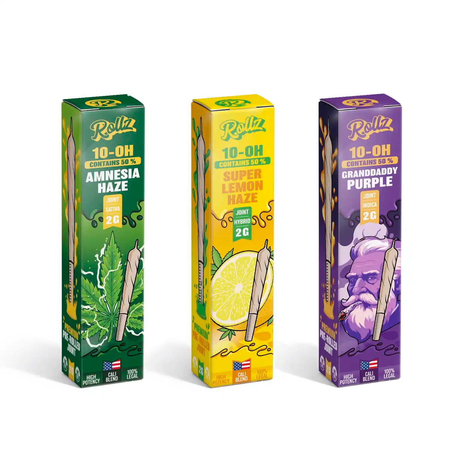 Pack 3 Pre-Roll de Cáñamo 2g de 10-OH al 50% - Rollz