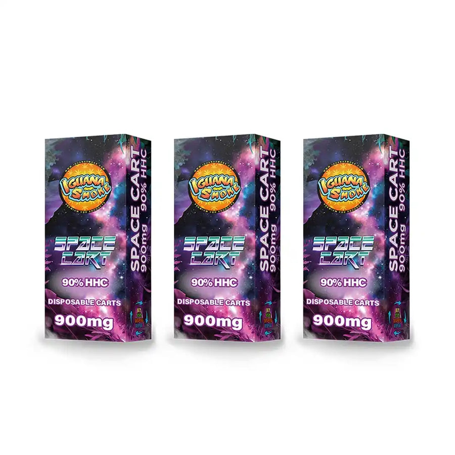 Pack 3 cartuchos desechables de HHC al 90% 1ml (300 caladas) - Space Cart Iguana Smoke