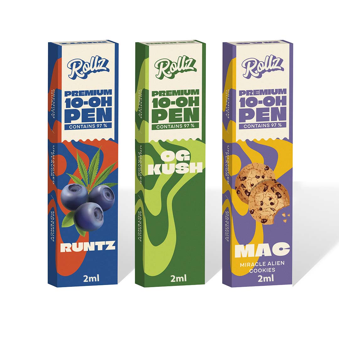 Pack 3 Einweg-Vapes 97% 10-OH 2ml (1.000 Züge) - Rollz