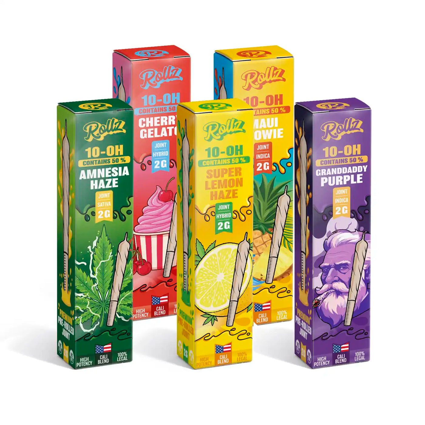 Pack 5 Pre-Roll de Cáñamo 2g de 10-OH al 50% - Rollz