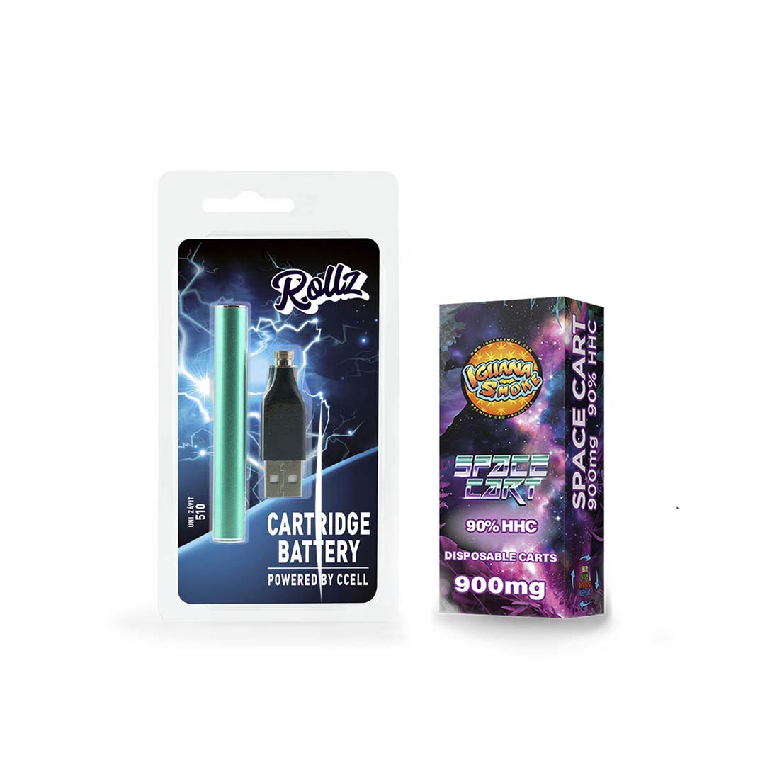 Kit Batería Rollz + Cartucho de HHC 90% 1ml (300 caladas) Iguana Smoke