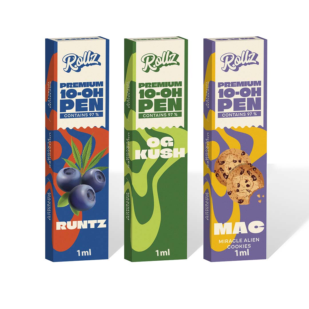 Pack 3 Disposable Vapes 97% 10-OH 1ml (500 puffs) - Rollz
