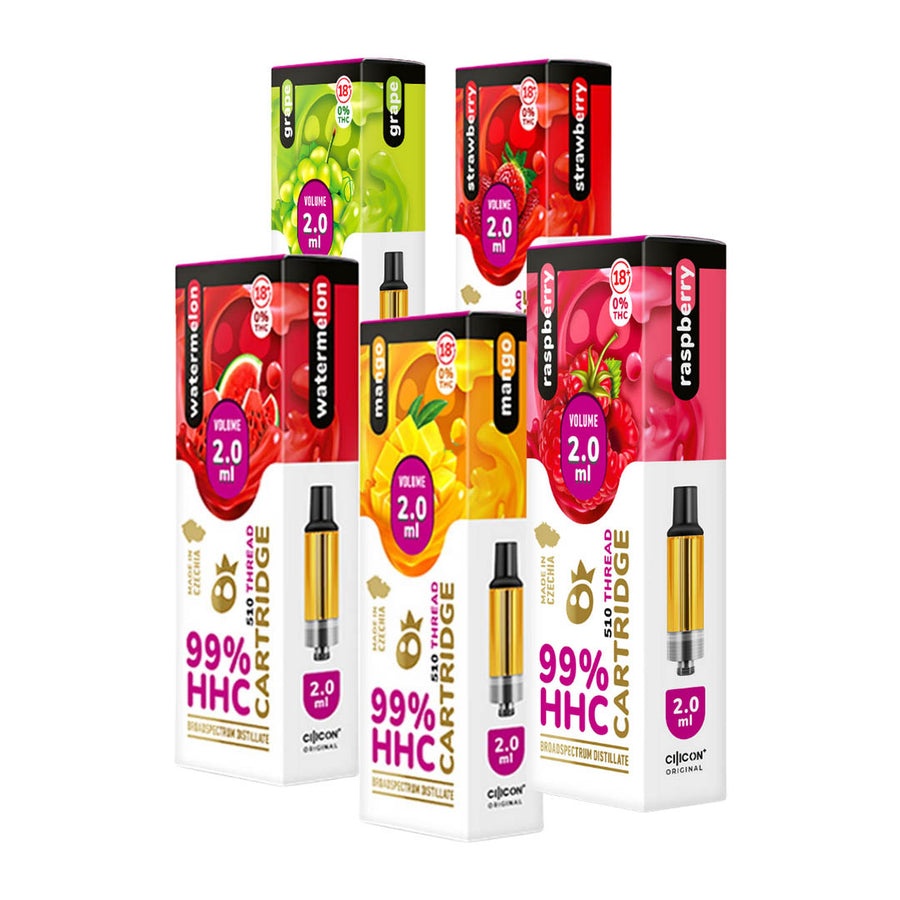 Embalagem 5 cartuchos descartáveis de HHC 96% 2ml (600 puffs) - Aporex