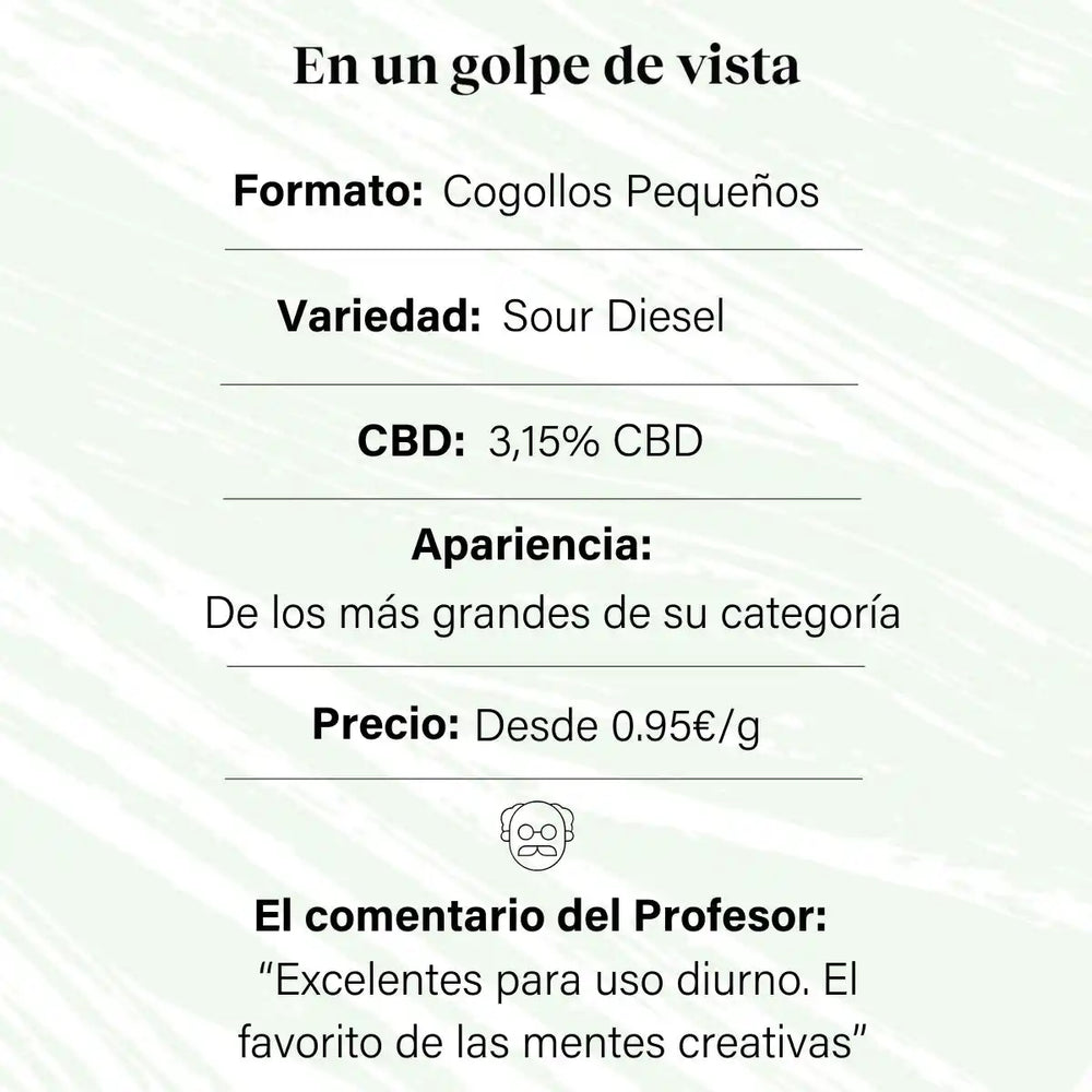 Pequenos botões de 3,15% CBD Aromatic Flower - La Cordobesa Sour Diesel