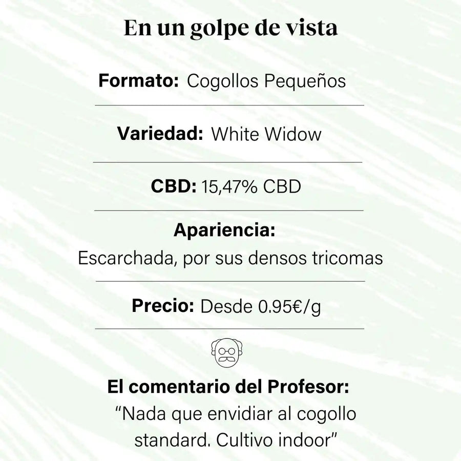 Cogollos Pequeños de Flor Aromática de CBD al 15,47% - La Cordobesa White Widow