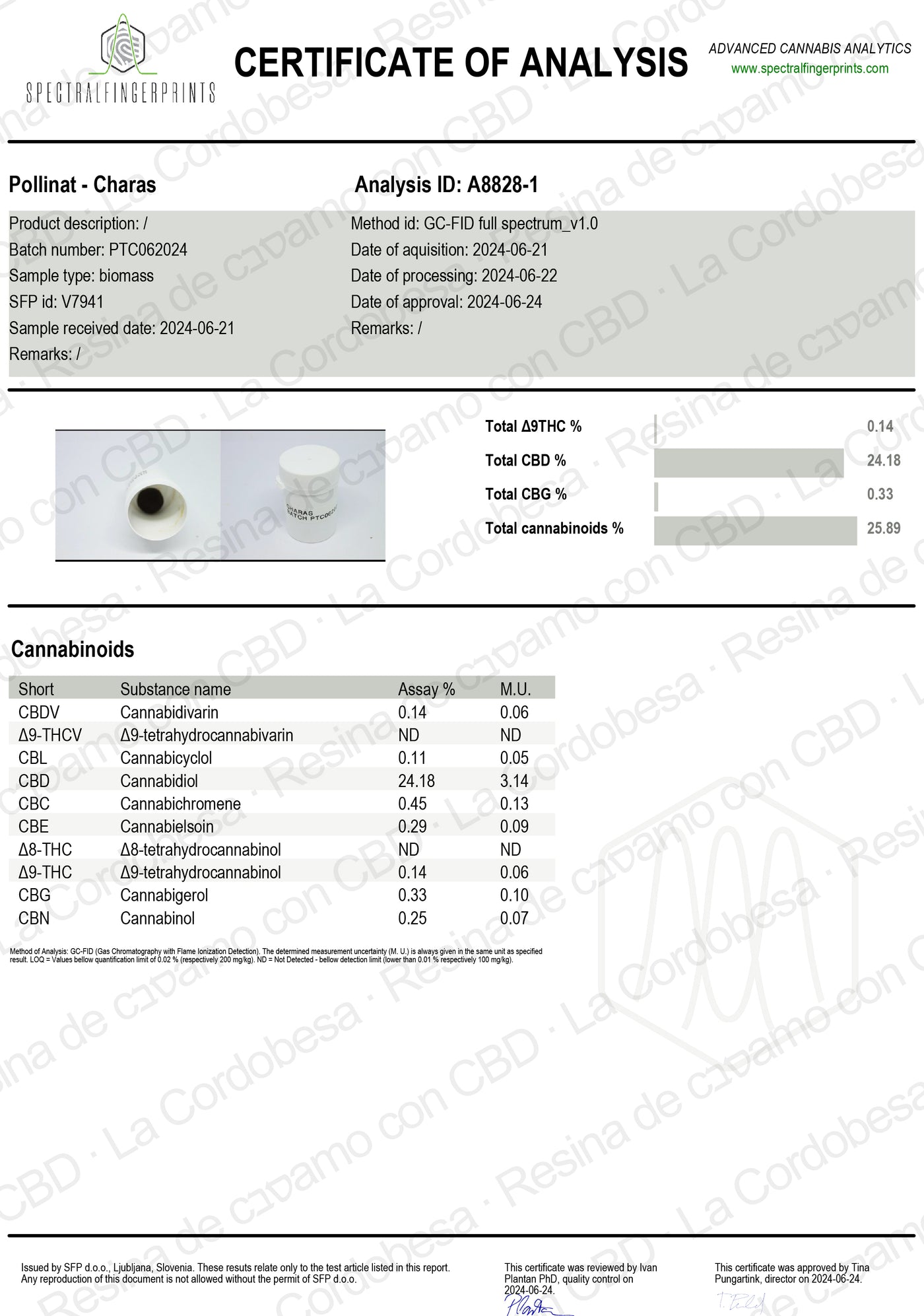 Hanf Charas mit 20,35% CBD und 0% THC La Cordobesa Haschisch