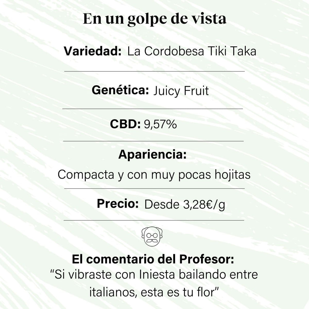 Broto de flor aromática de interior com CBD 9,57% · La Cordobesa Tiki Taka