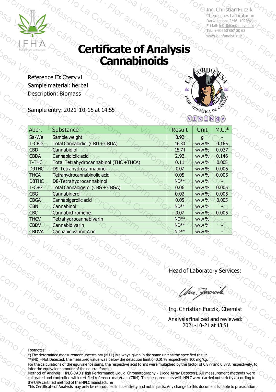 CBD Aromatic Flower Bud at 16.30% La Cordobesa Vikinga
